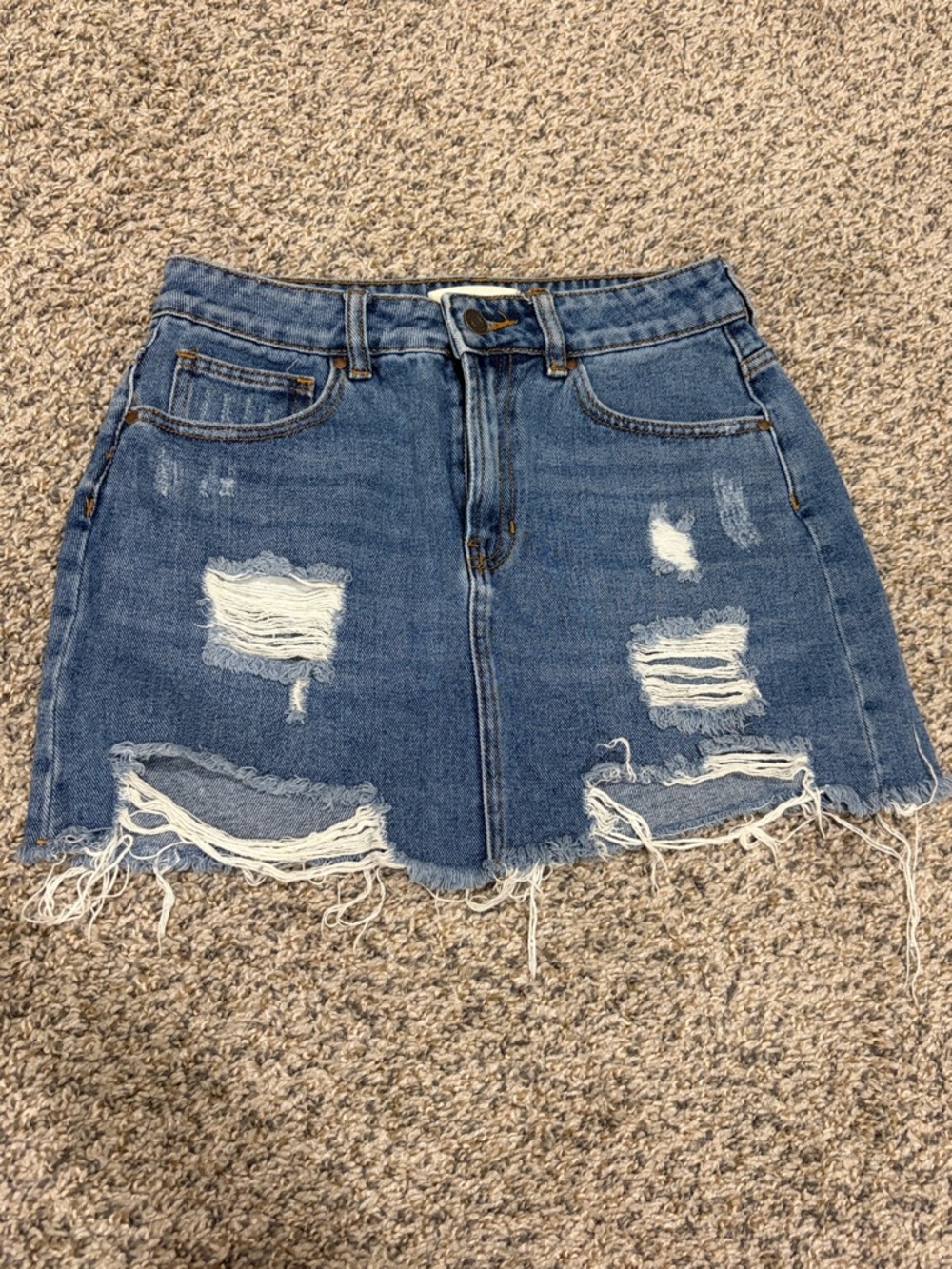 PacSun Distressed Denim Mini Skirt - Blue